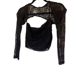 Women's Black Lace Long Sleeve Blouse Party/Cocktail Size S/M